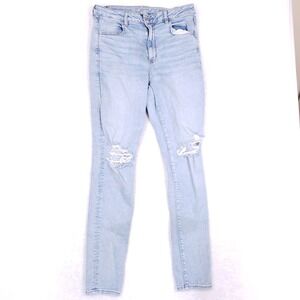 American Eagle Jeans 14 X-Long Next Level Stretch Distressed Light Wash Skinny